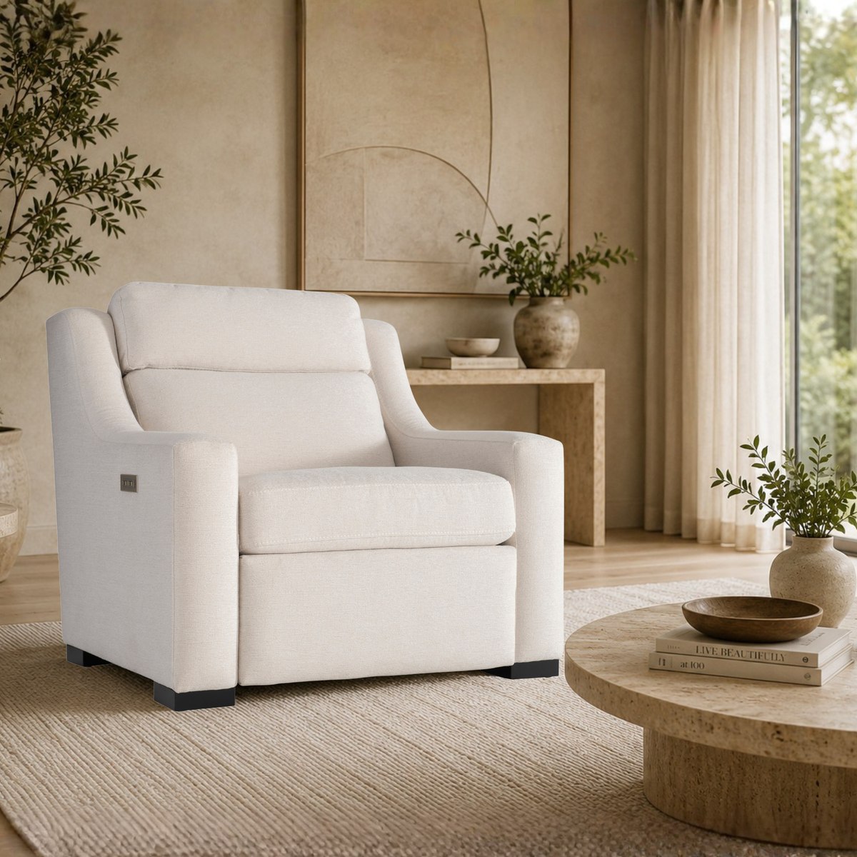 Bernhardt Germain Fabric Power Motion Chair with USB Charging-Comfort Design