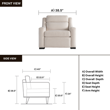 Bernhardt Germain Fabric Power Motion Chair with USB Charging-Comfort Design