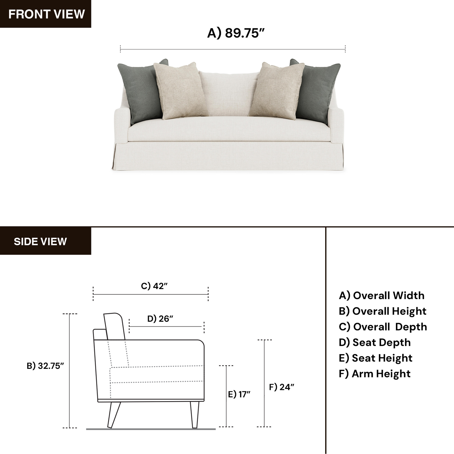 Bernhardt Grace White Fabric Skirted Sofa With Shaped Track Arm