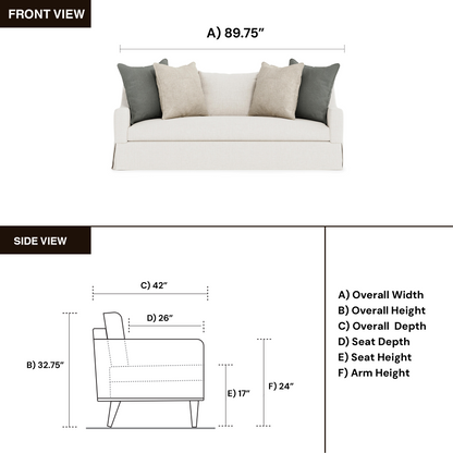 Bernhardt Grace White Fabric Skirted Sofa With Shaped Track Arm