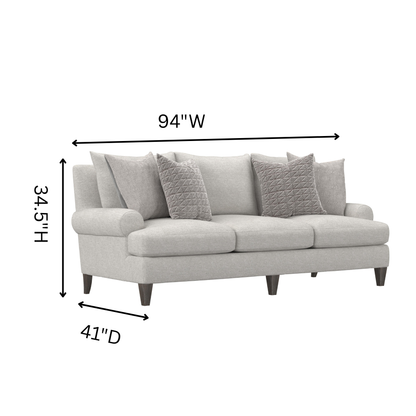Bernhardt Isabella Fabric Beige Grey 3-Seater Sofa