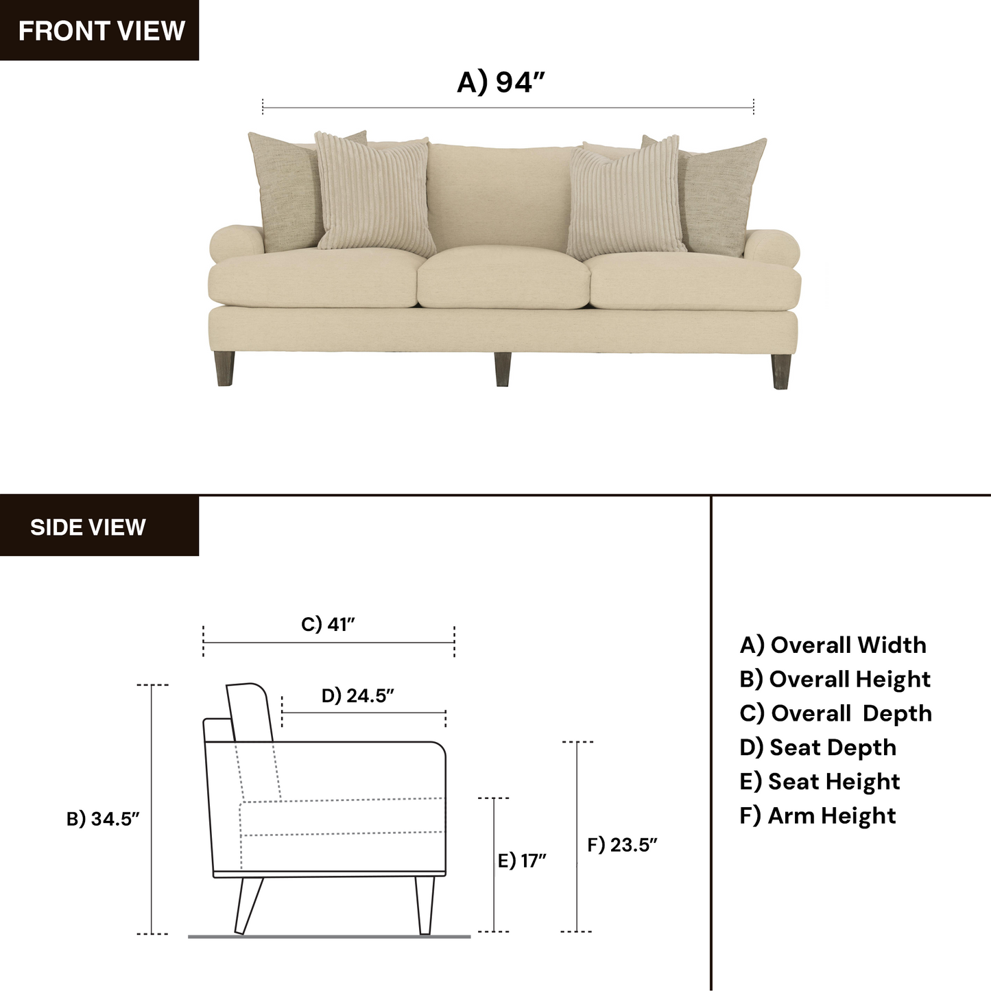 Bernhardt Isabella Fabric Beige Grey 3 Seater Sofa