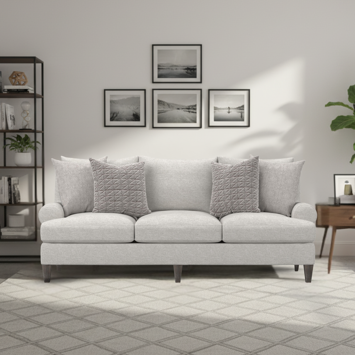 Bernhardt Isabella Fabric Beige Grey 3 Seater Sofa
