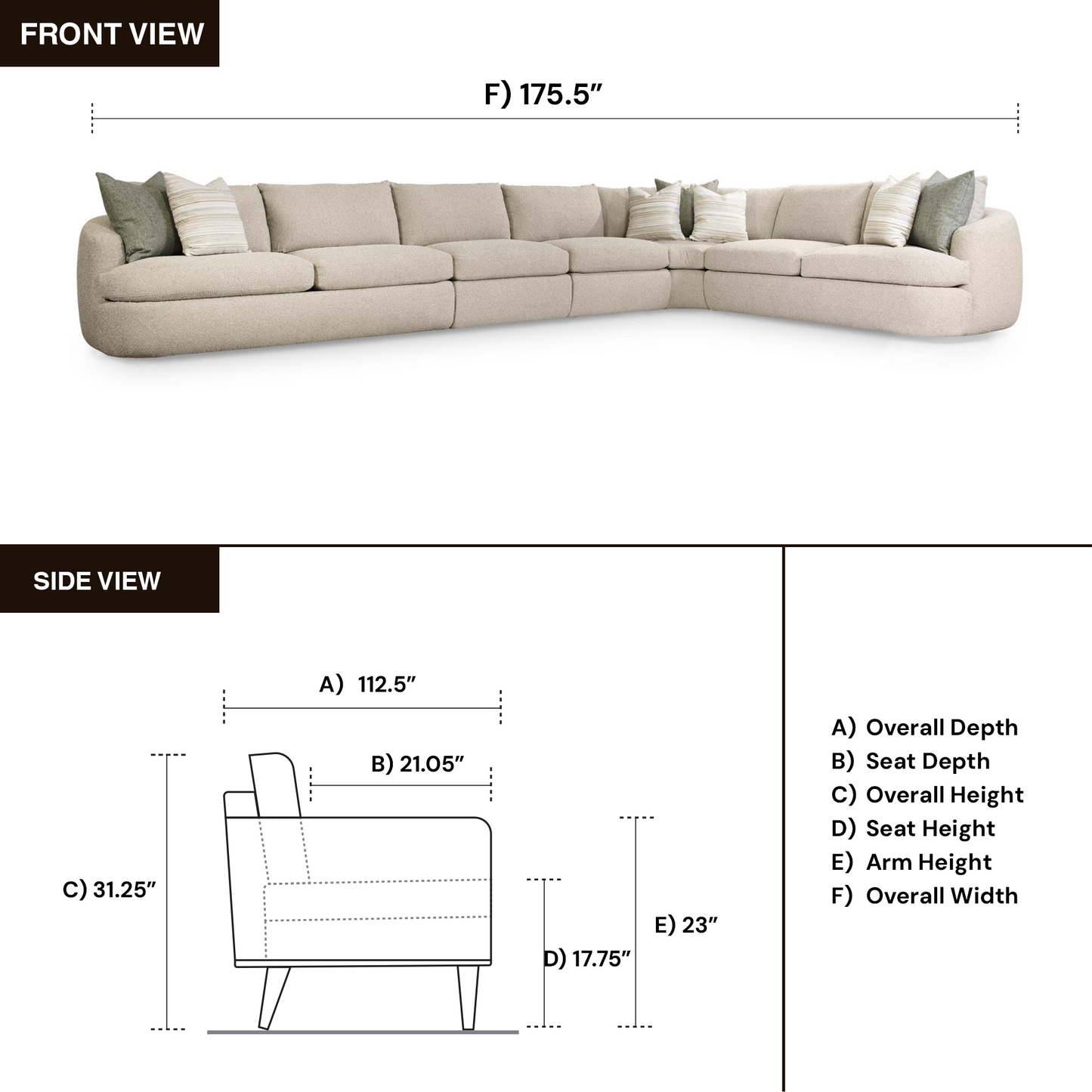 Bernhardt Jules Fabric 5 Piece L-Shape Sectional Sofa-ComfortDesign