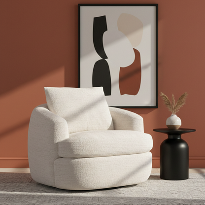 Bernhardt Jules Fabric Swivel Modern Shelter Arm Accent Chair