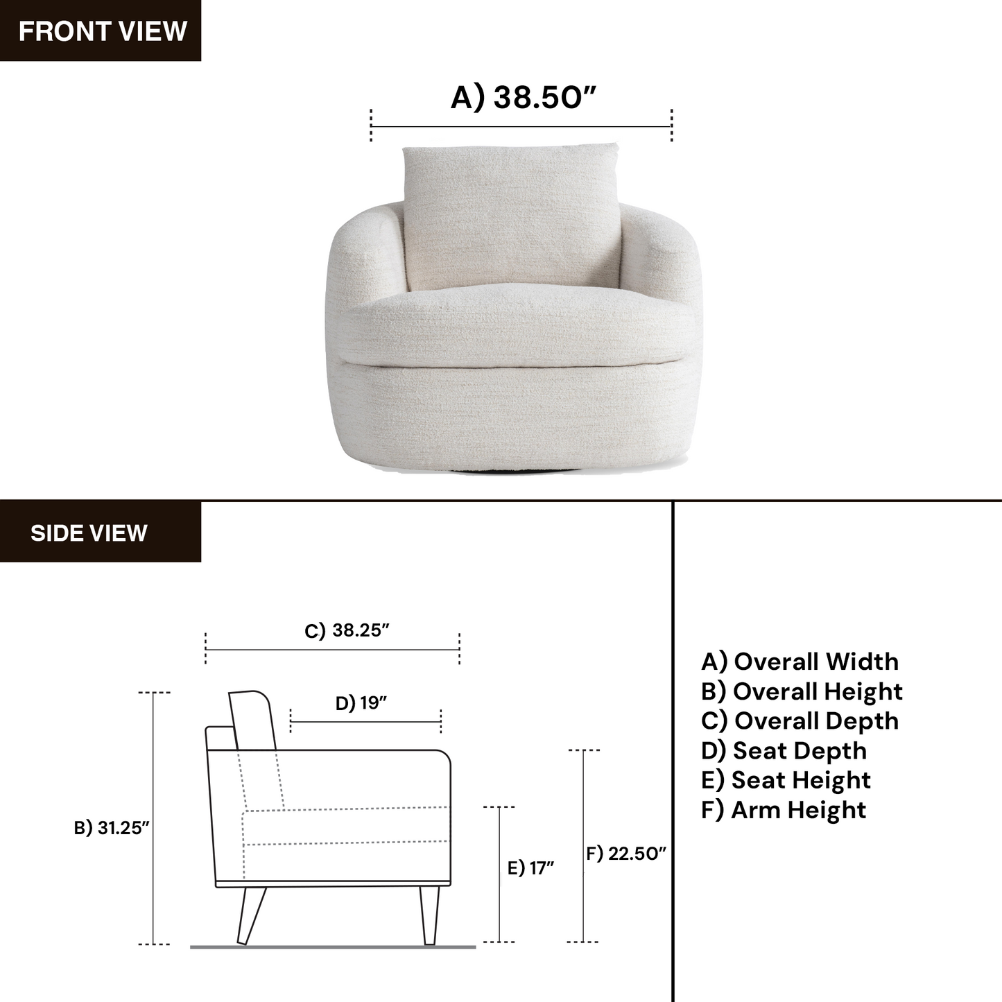 Bernhardt Jules Fabric Swivel Modern Shelter Arm Accent Chair