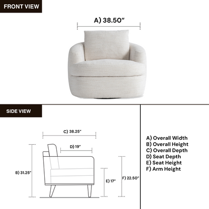 Bernhardt Jules Fabric Swivel Modern Shelter Arm Accent Chair