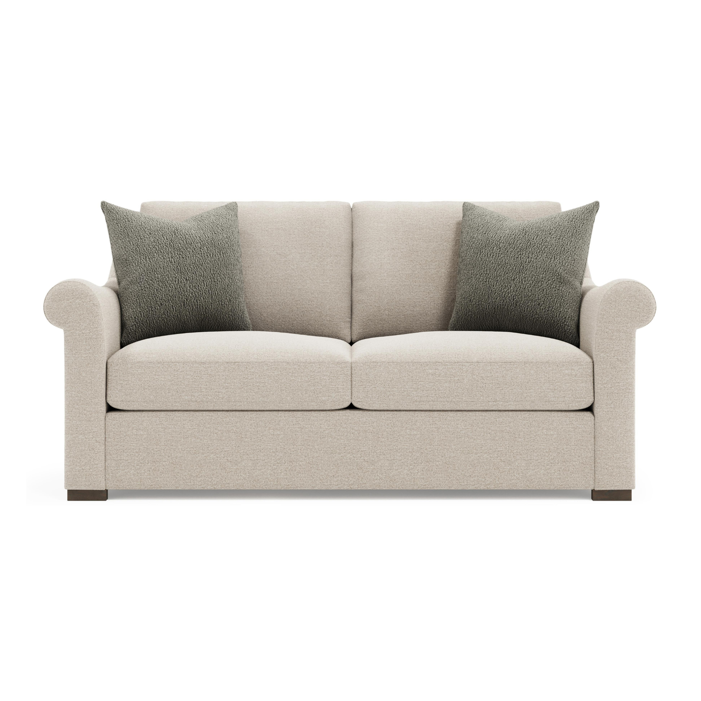 Bernhardt Keirnan Gray Fabric Loveseat with Rolled Arms