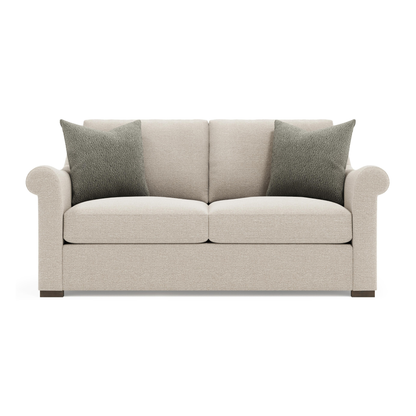 Bernhardt Keirnan Gray Fabric Loveseat with Rolled Arms