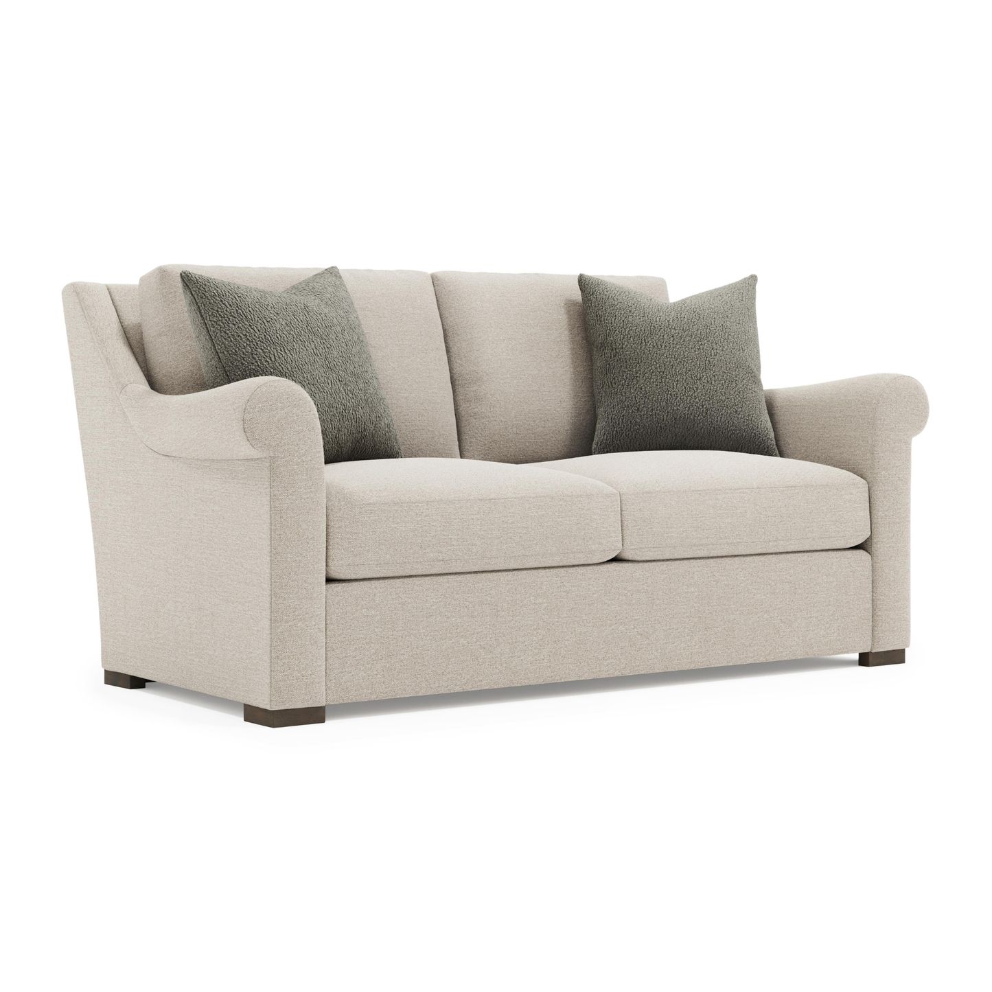 Bernhardt Keirnan Gray Fabric Loveseat with Rolled Arms