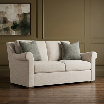 Bernhardt Keirnan Gray Fabric Loveseat with Rolled Arms