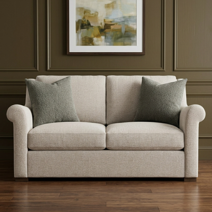Bernhardt Keirnan Gray Fabric Loveseat with Rolled Arms
