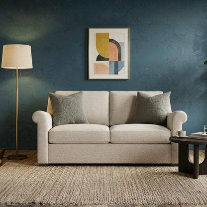 Bernhardt Keirnan Gray Fabric Loveseat with Rolled Arms