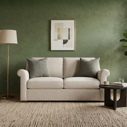 Bernhardt Keirnan Gray Fabric Loveseat with Rolled Arms
