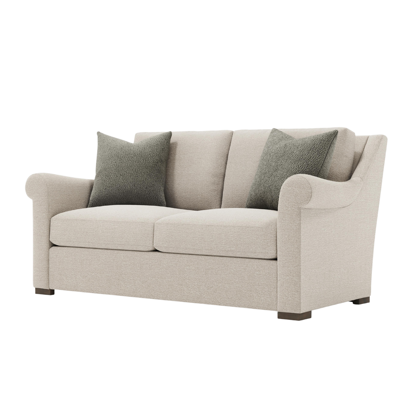 Bernhardt Keirnan Gray Fabric Loveseat with Rolled Arms