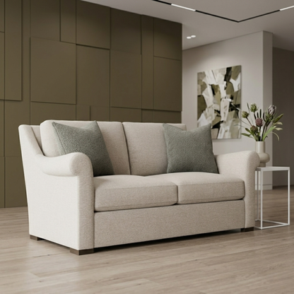 Bernhardt Keirnan Gray Fabric Loveseat with Rolled Arms