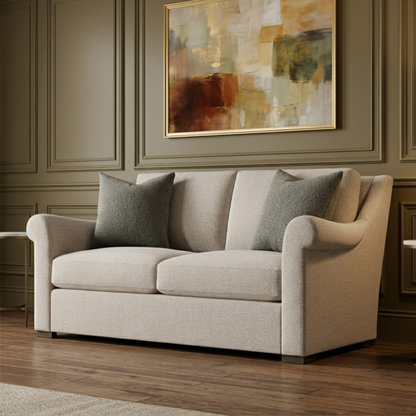 Bernhardt Keirnan Gray Fabric Loveseat with Rolled Arms