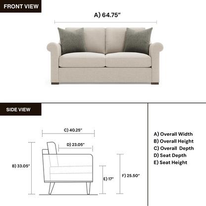 Bernhardt Keirnan Gray Fabric Loveseat with Rolled Arms