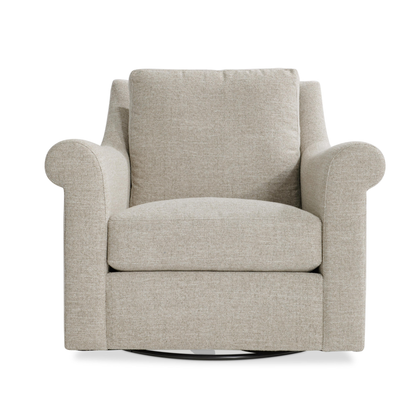 Bernhardt Keirnan Gray Fabric Swivel Chair with 360-degree Base