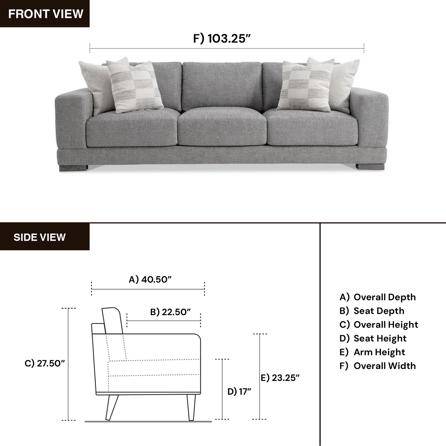 Bernhardt Living Lars Fabric Gray 3-Seater Sofa-ComfortDesign