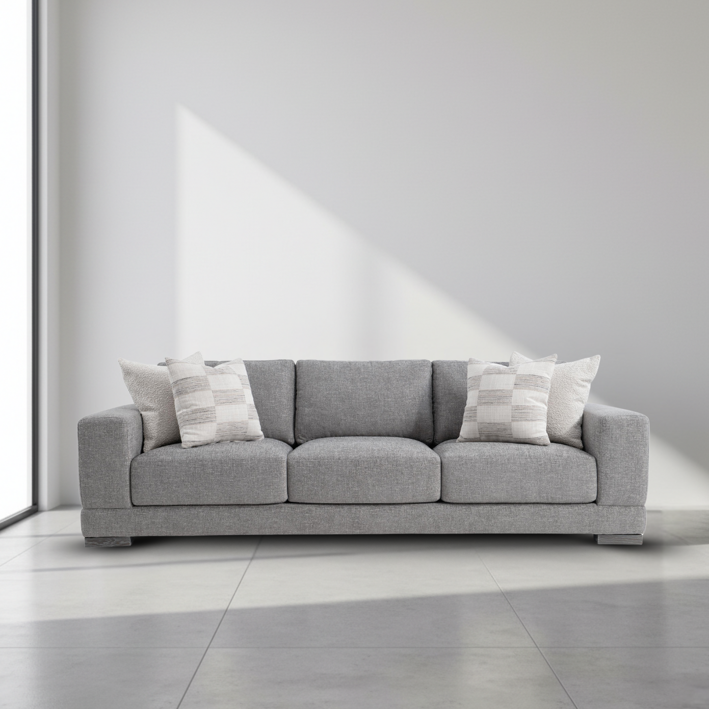 Bernhardt Living Lars Fabric Gray 3-Seater Sofa-ComfortDesign