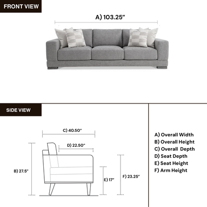 angled view emphasizing contemporary design and spacious 3-seater configuration for comfort design furniture