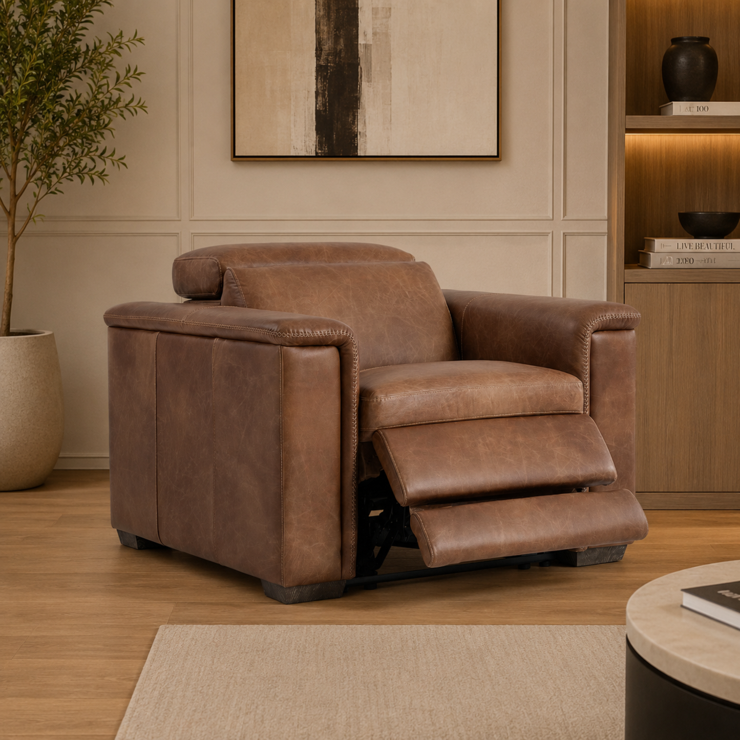 Bernhardt Lioni Leather Motion Recliner Chair-Comfortdesignfurniture