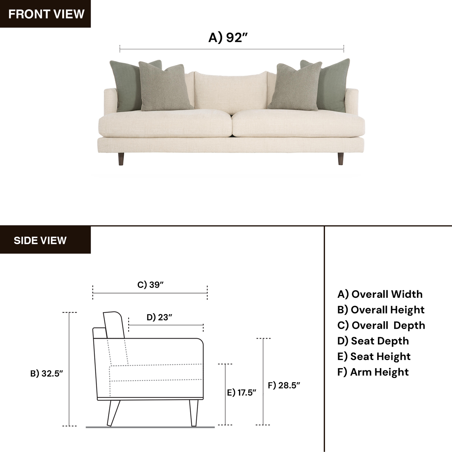 Bernhardt Living Colette White Cream Fabric Sofa