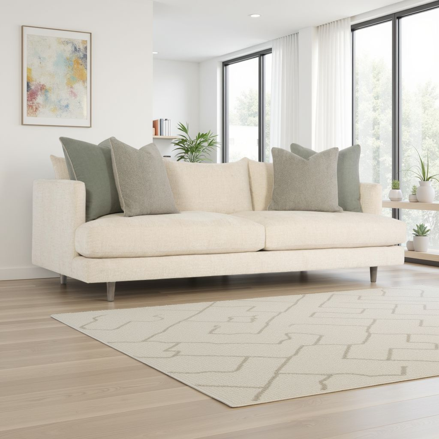 Bernhardt Living Colette White Cream Fabric Sofa