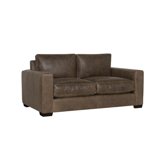 Bernhardt Living Dawkins Leather Brown Loveseat Sofa