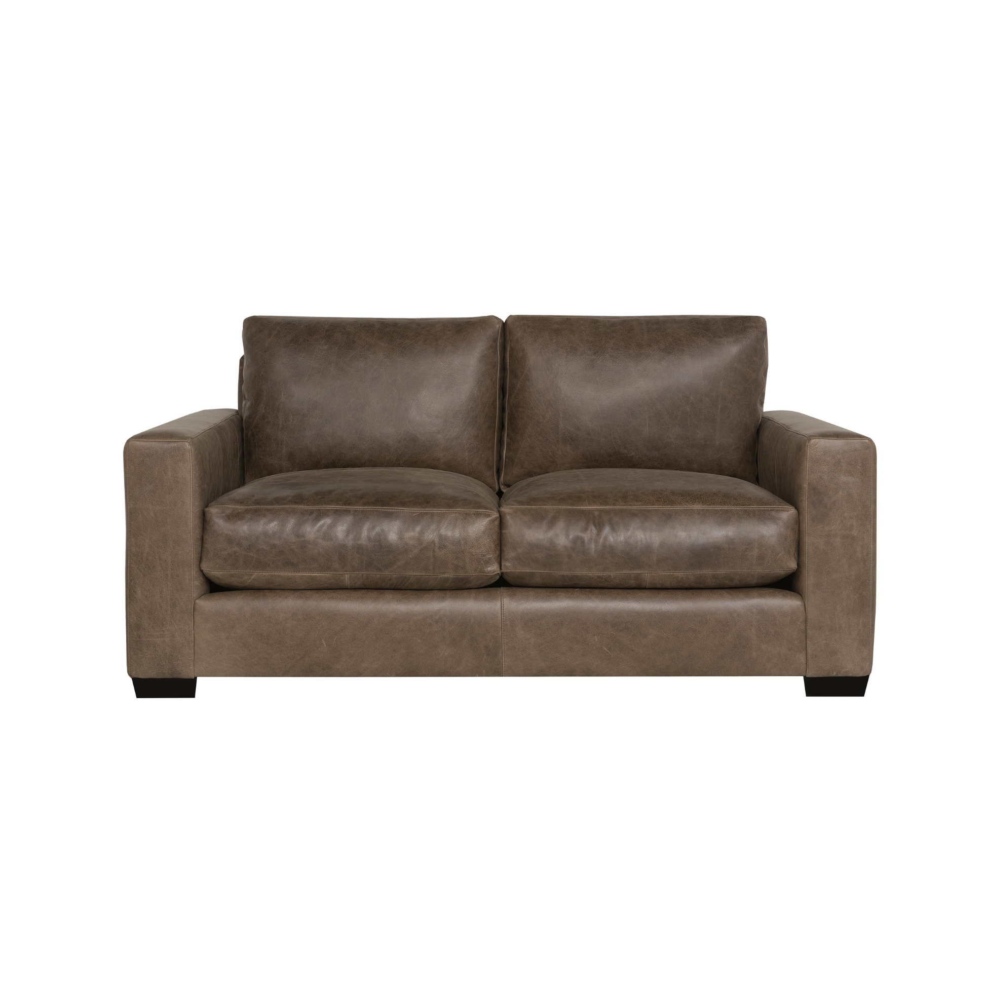 Bernhardt Living Dawkins Leather Brown Loveseat Sofa-ComfortDesign