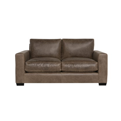 Bernhardt Living Dawkins Leather Brown Loveseat Sofa-ComfortDesign