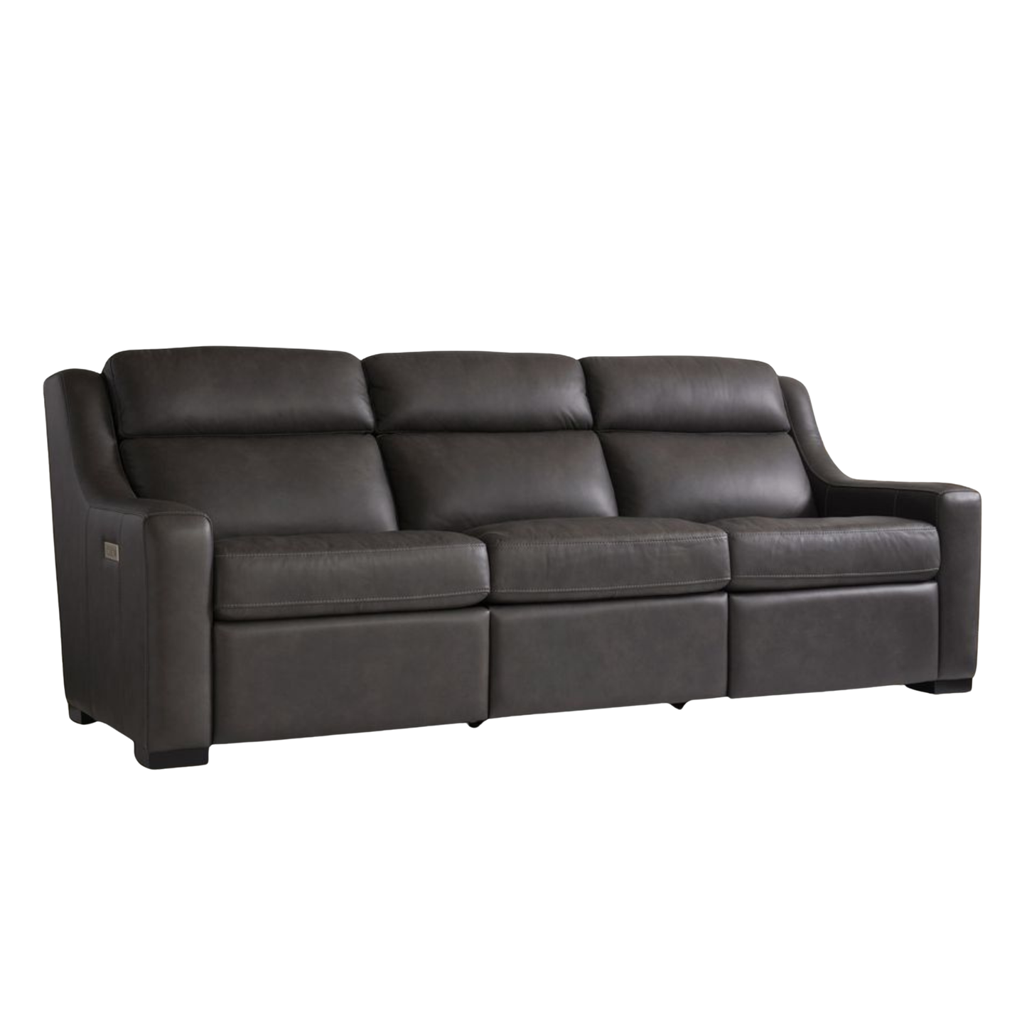 Bernhardt Germain gray leather power motion sofa with reclining seats and adjustable headrests for comfort design furniture