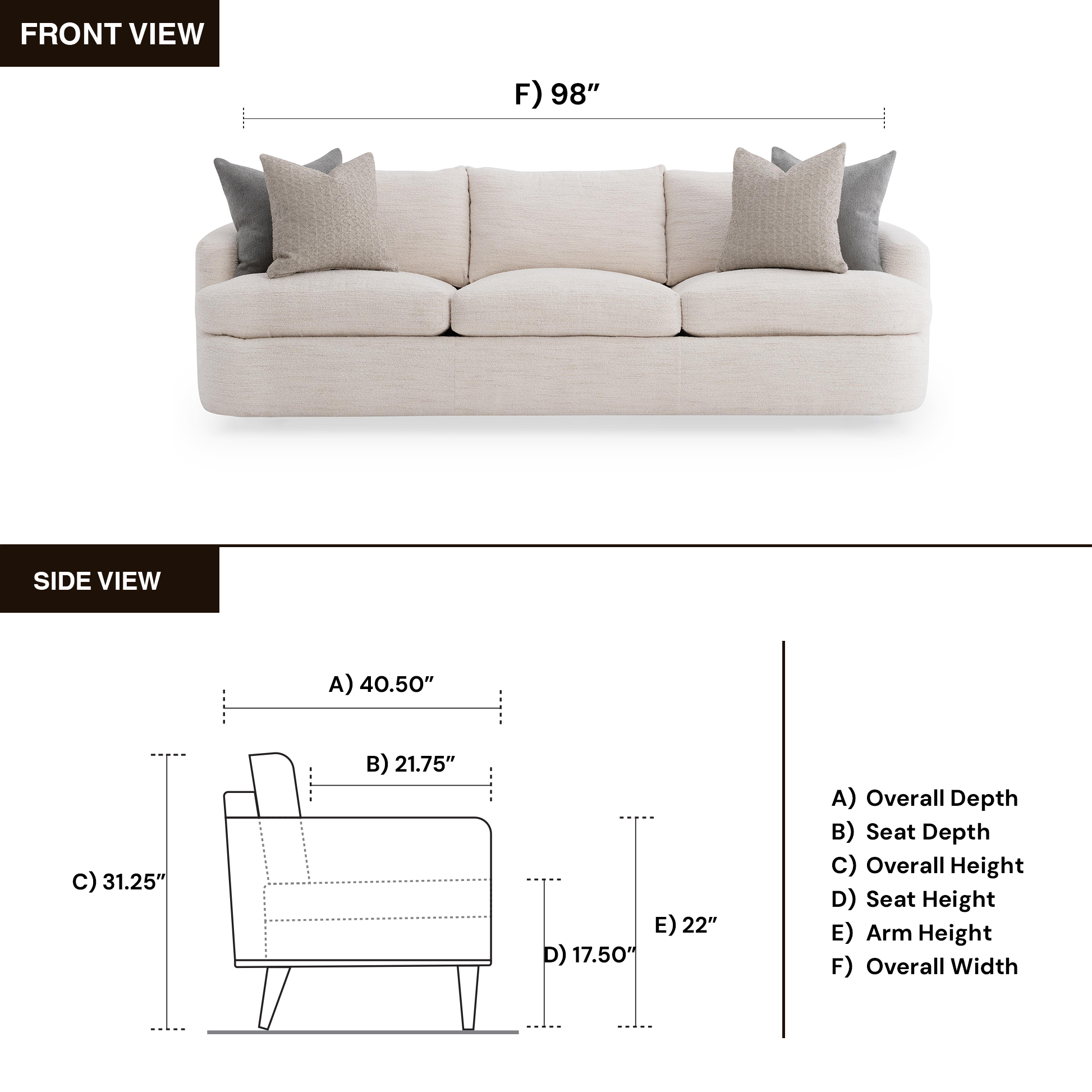 Bernhardt Living Jules Fabric 3 Seater Sofa-ComfortDesign
