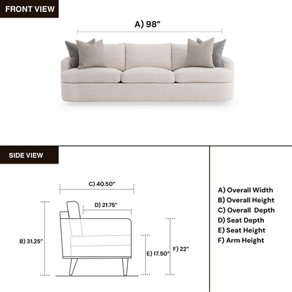 Bernhardt Living Jules Fabric 3 Seater Sofa