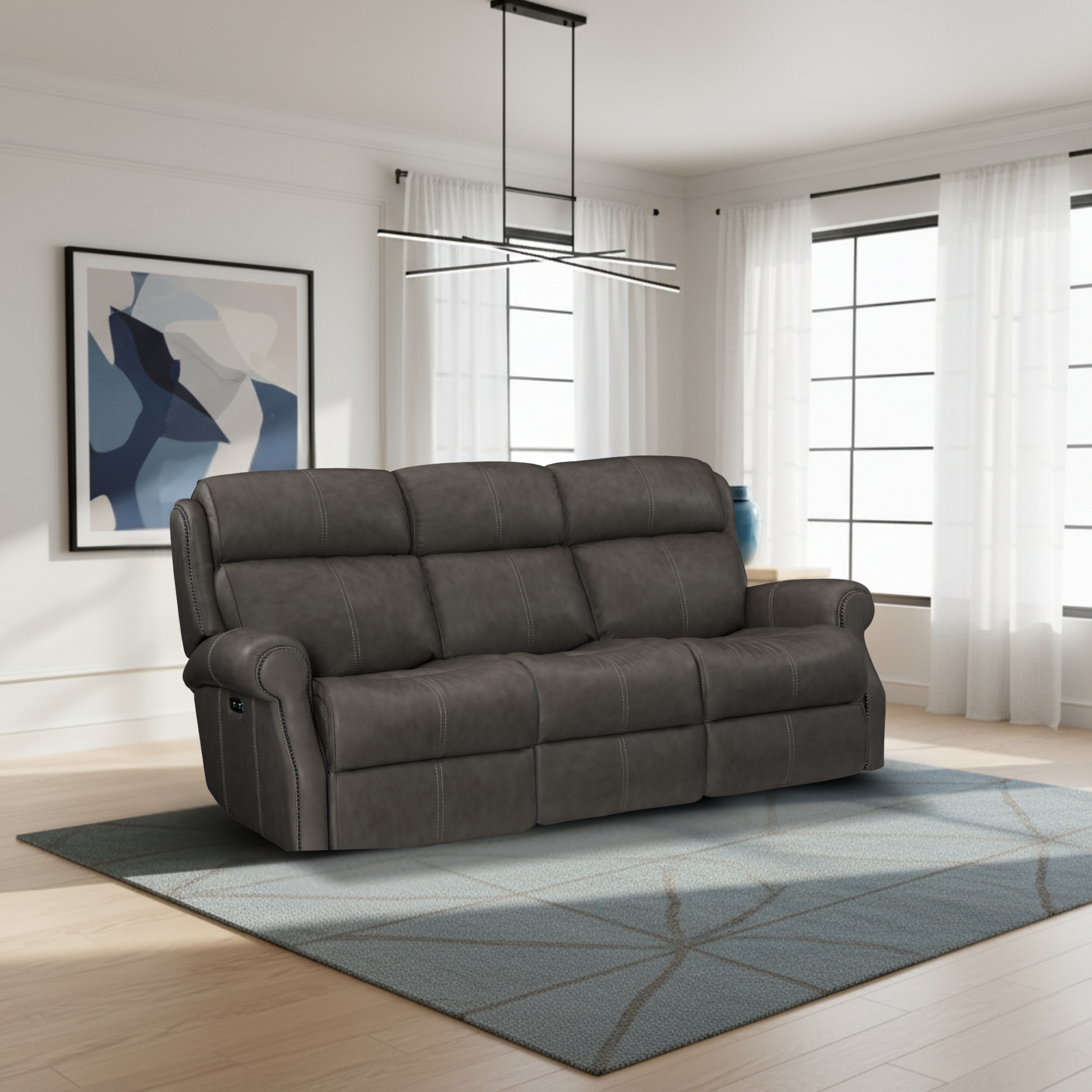 Bernhardt McGwire Grain Leather Power Motion Sofa-ComfortDesign