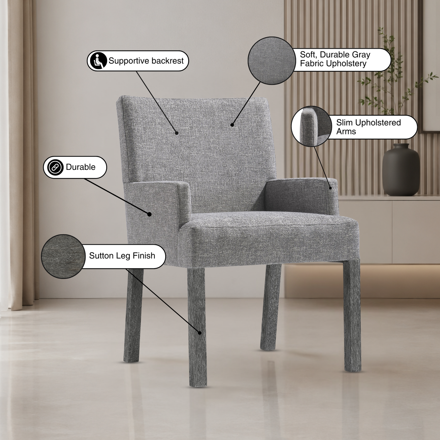 Bernhardt Menton Fabric Upholstered Arm Chair with Tack glides-Comfort Design