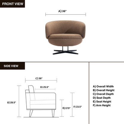 Bernhardt Moxi Modern Fabric Swivel Accent Chair with Metal Base