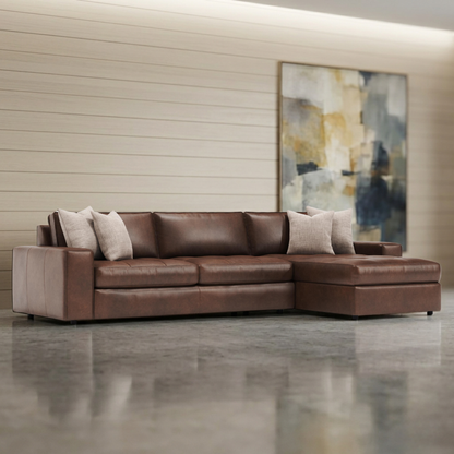 Bernhardt Nest Leather Modular Sectional Sofa with Chaise