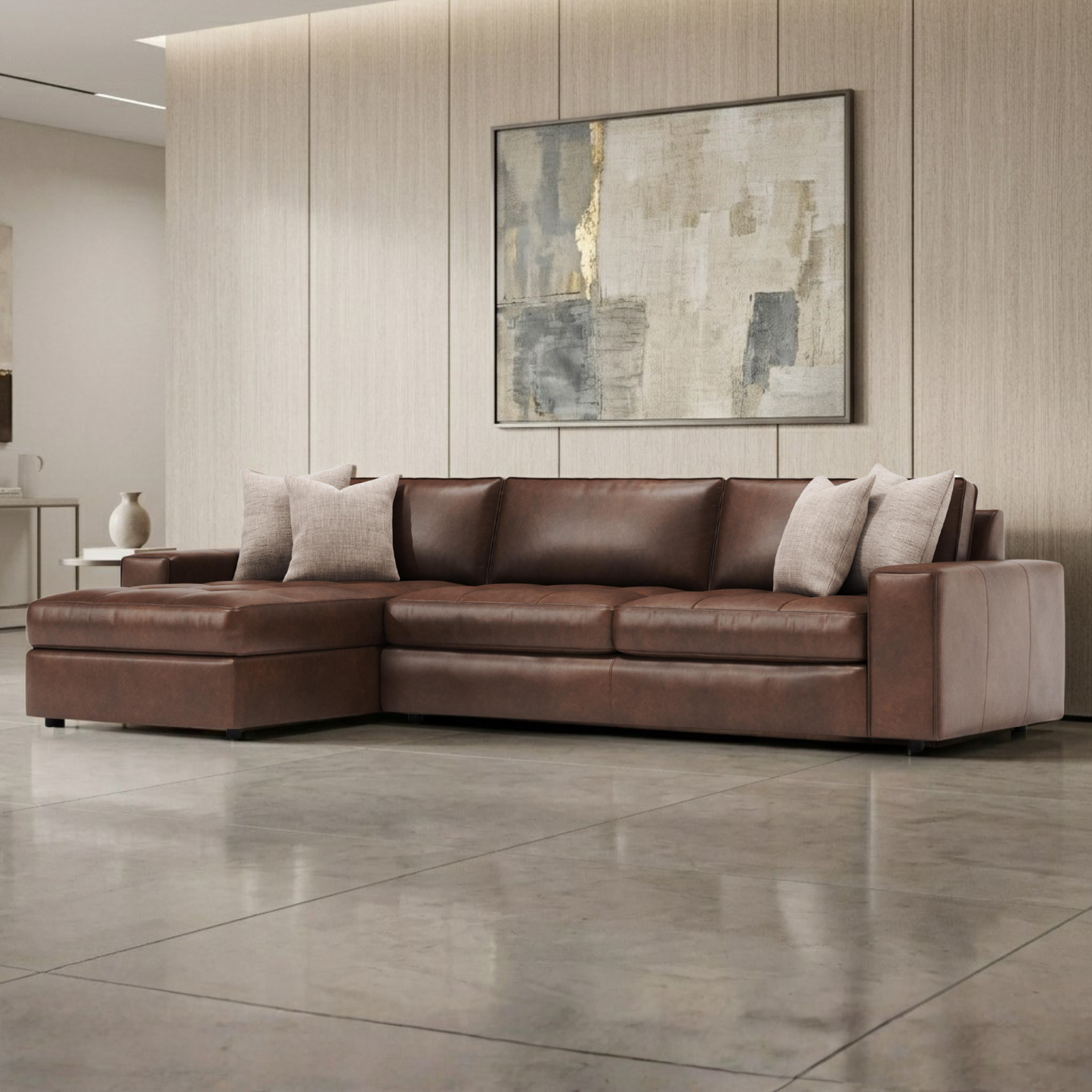 Bernhardt Nest Leather Modular Sectional Sofa with Chaise