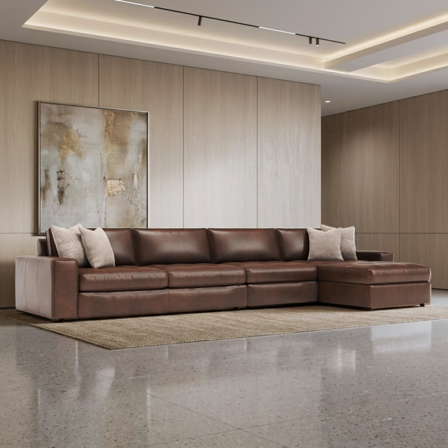 Bernhardt Nest Leather Modular Sectional Sofa with Chaise