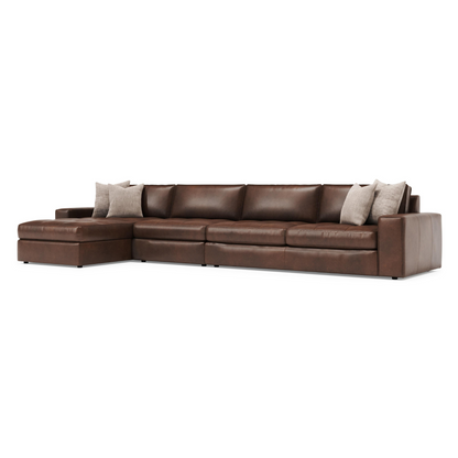 Bernhardt Nest Leather Modular Sectional Sofa with Chaise