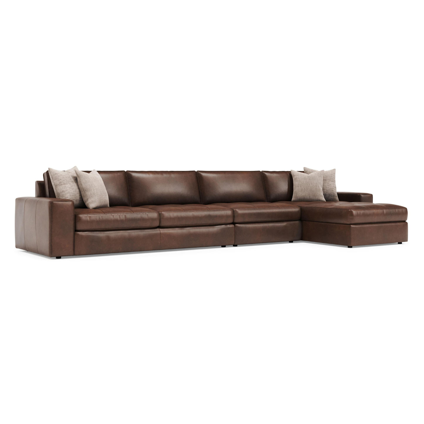 Bernhardt Nest Leather Modular Sectional Sofa with Chaise