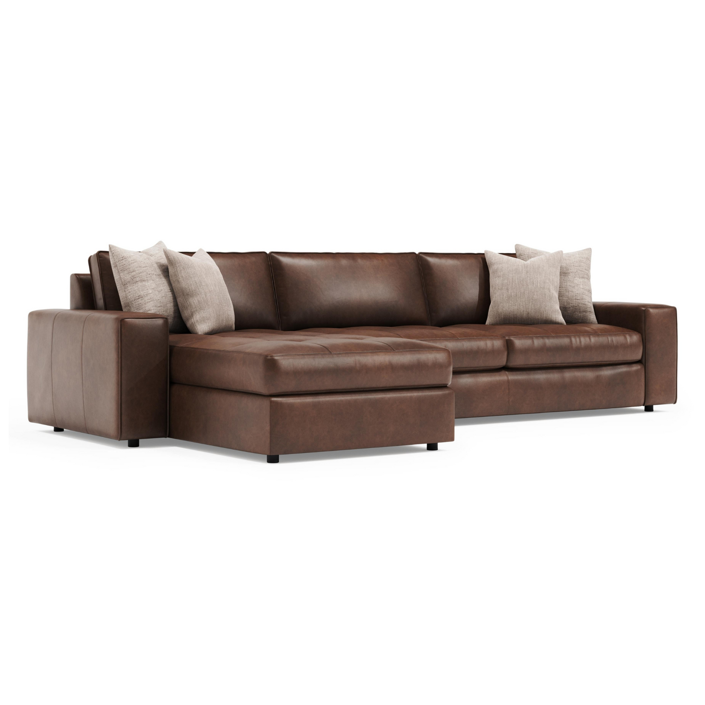 Bernhardt Nest Leather Modular Sectional Sofa with Chaise