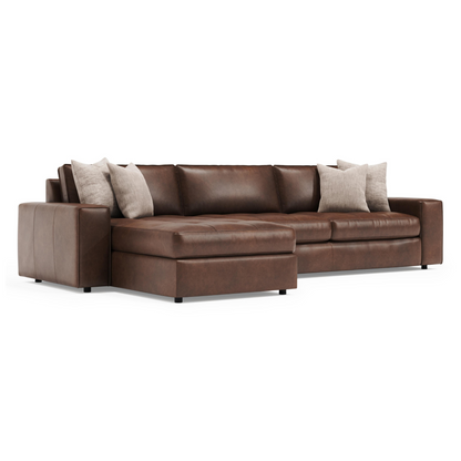 Bernhardt Nest Leather Modular Sectional Sofa with Chaise