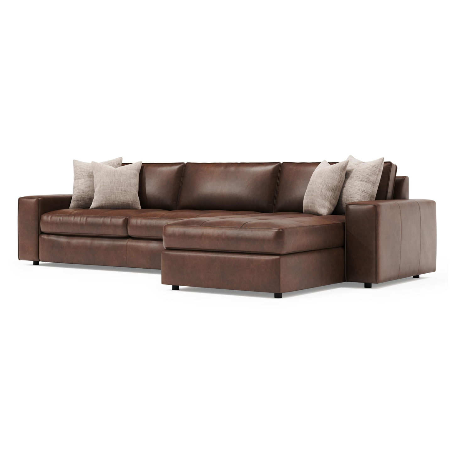 Bernhardt Nest Leather Modular Sectional Sofa with Chaise
