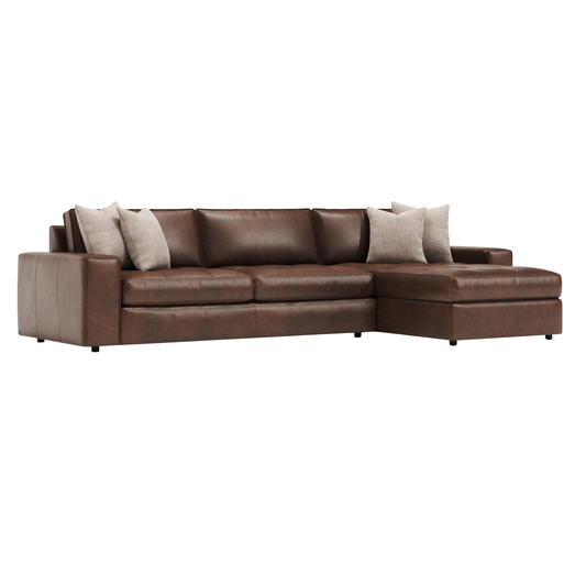Bernhardt Nest Leather Modular Sectional Sofa with Chaise