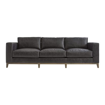 Bernhardt Noel 3-Seater leather Sofa with track arms and tapered legs, offering a modern twist on the classic club chair design