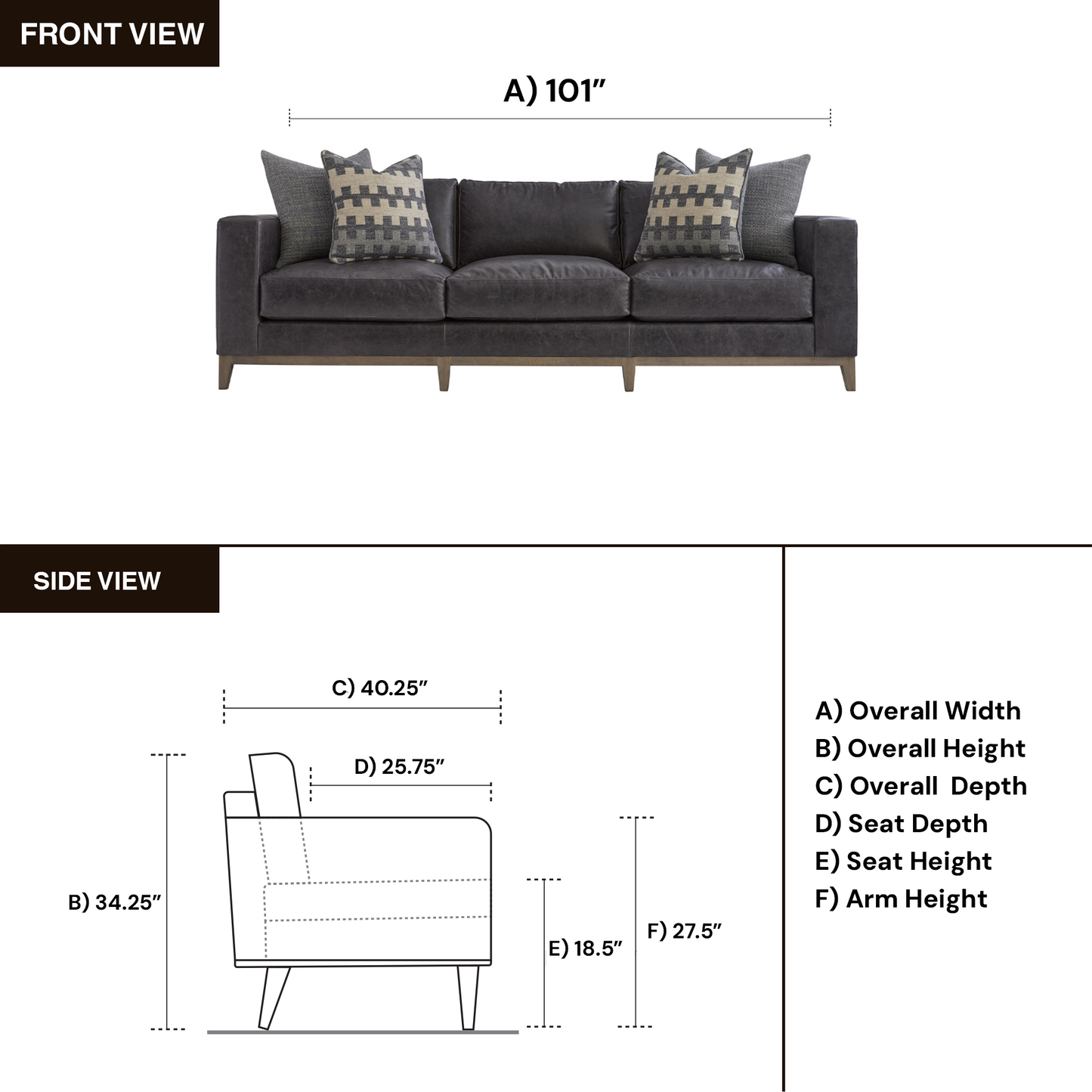 Bernhardt Noel 3-Seater Sofa with Track Arm