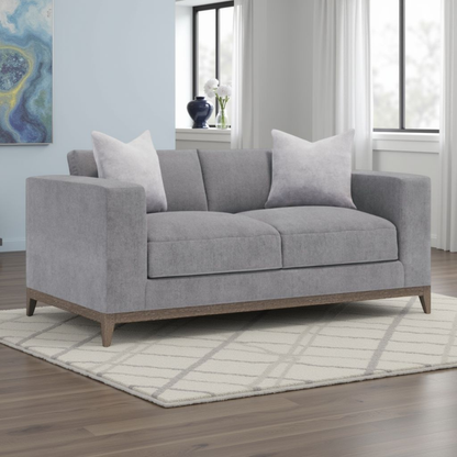 Bernhardt Noel Gray Fabric 2-Seater Loveseat with 2 Throw Pillows